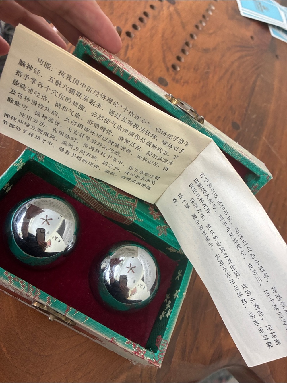 Chinese Iron Ball Direction Meditation Baoding Balls Silk Box includes booklet - Picture 14 of 16